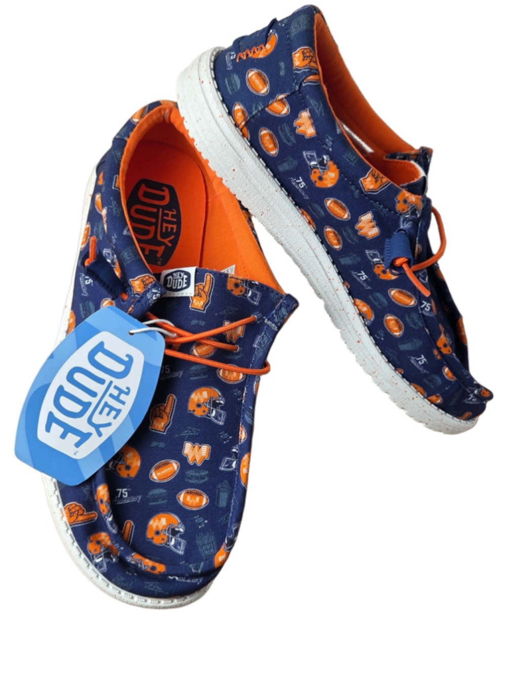 Hey Dude Wally Whataburger 75th Anniversary Men’s 9 Navy Orange Shoes NWT